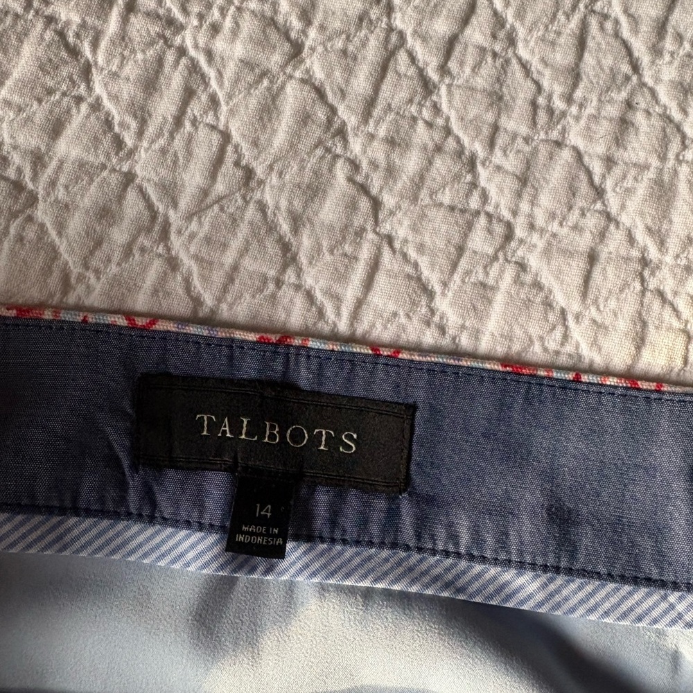 Talbots Blue and White Striped Collar